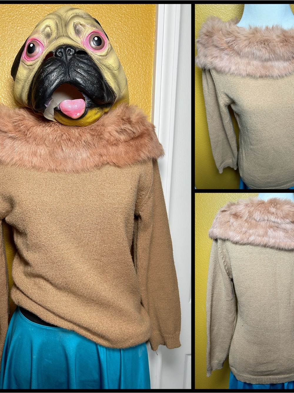 Glam Babe, BETTE SUNG, faux fur trimmed sweater!!